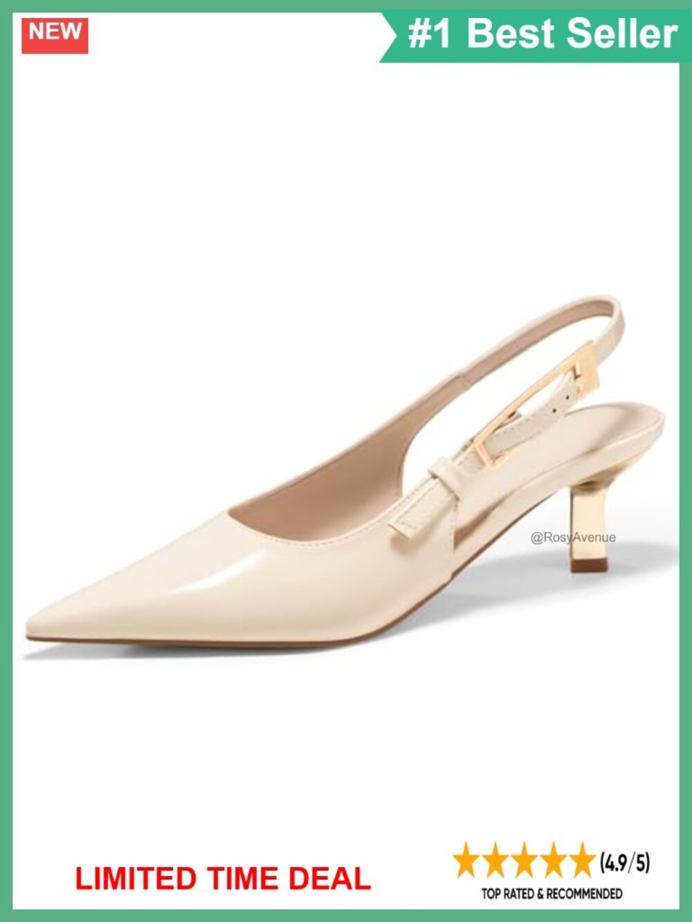 Kitten Heel Slingback Pointed Toe Pump Buckle Strap Dress Shoe